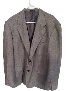 Enrico Gelini brown 100% silk microhounds tooth jacket size L